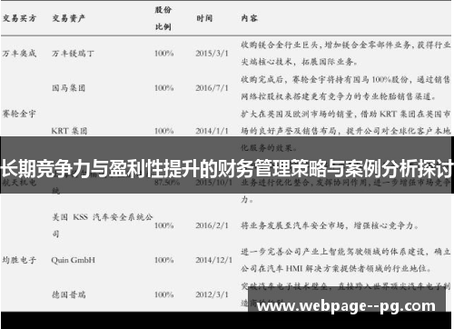 长期竞争力与盈利性提升的财务管理策略与案例分析探讨 长期竞争力与盈利性提升的财务管理策略与案例分析探讨